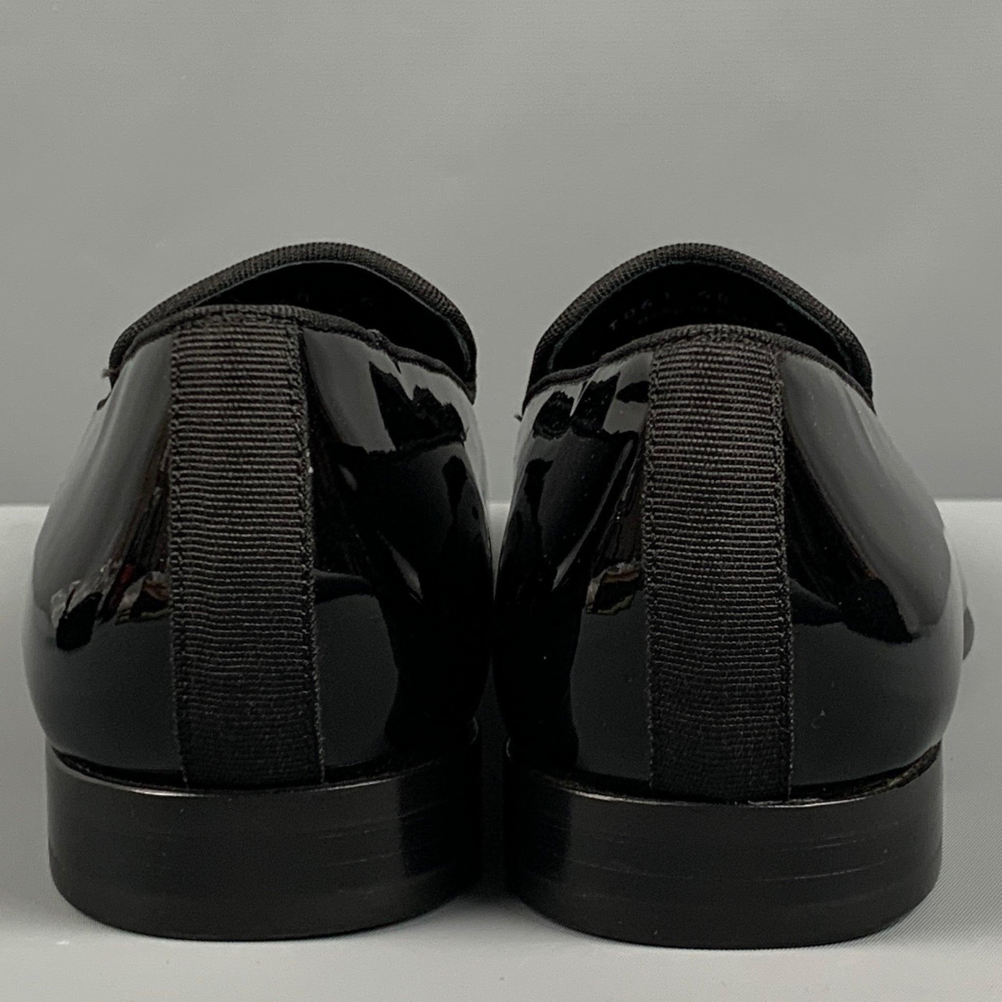 PAUL SMITH Size 7 Black Patent Leather Slip On Loafers In Good Condition For Sale In San Francisco, CA