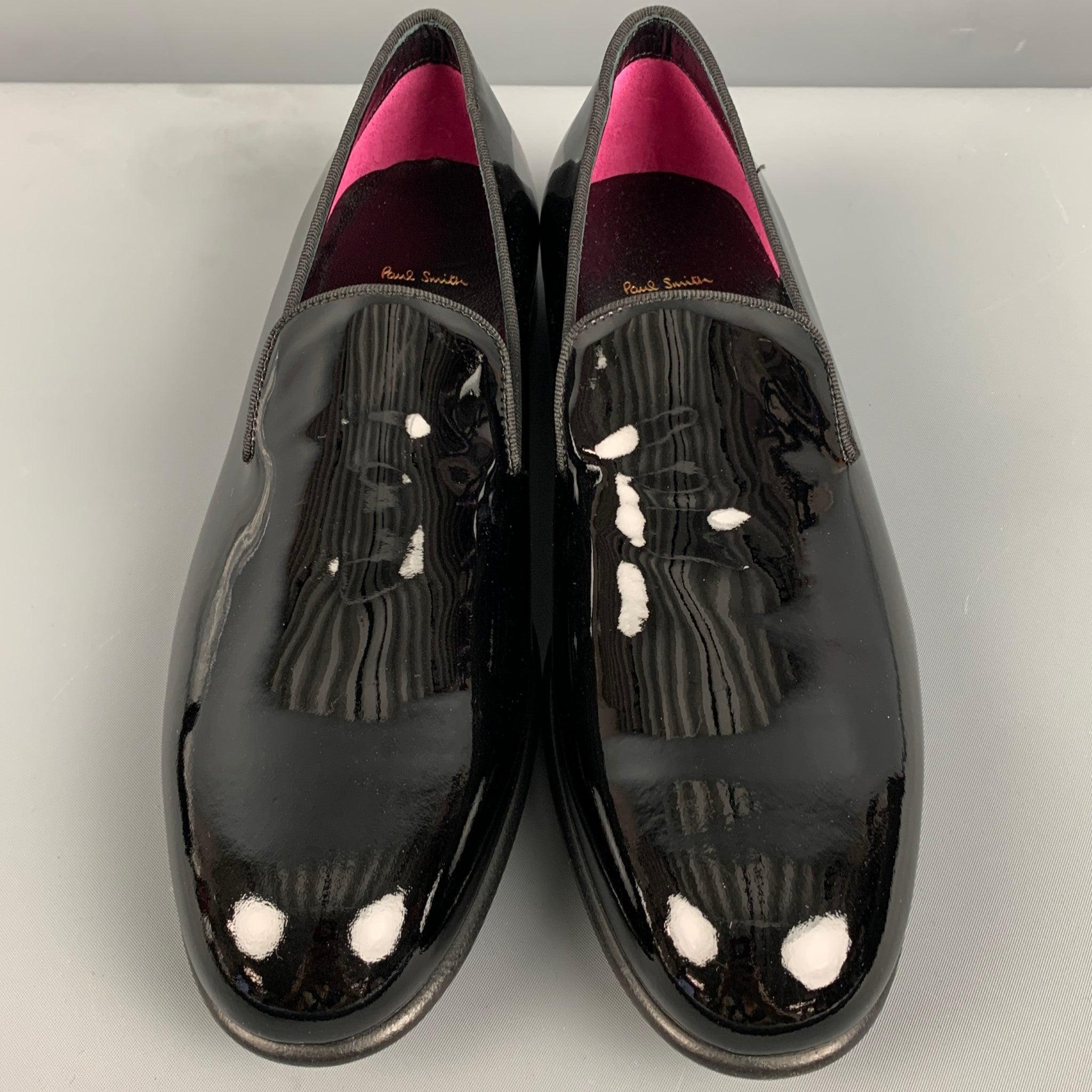 Men's PAUL SMITH Size 7 Black Patent Leather Slip On Loafers For Sale