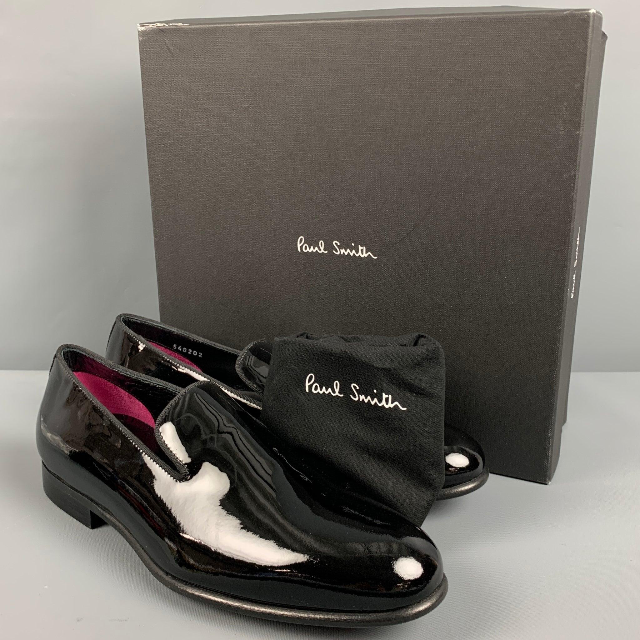 PAUL SMITH Size 7 Black Patent Leather Slip On Loafers For Sale 5