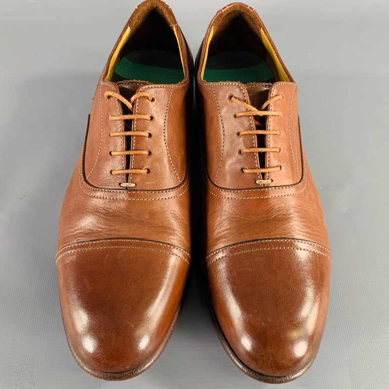 PAUL SMITH Size 7 Brown Leather Cap Toe Oxford Lace-Up Shoes For Sale at  1stDibs