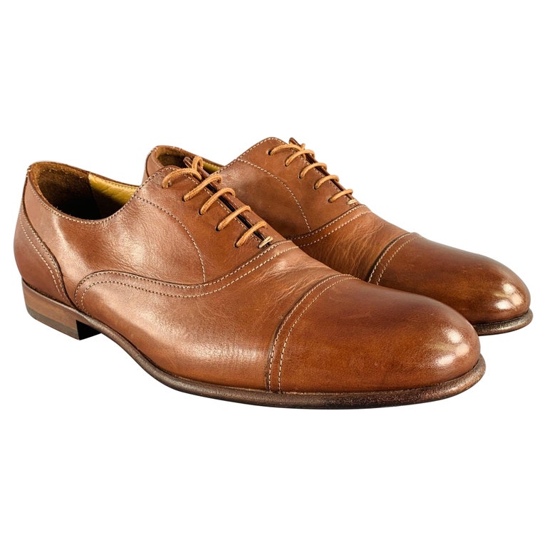 PAUL SMITH Größe Brown Leder Cap Toe Oxford Lace-Up Schuhe im
