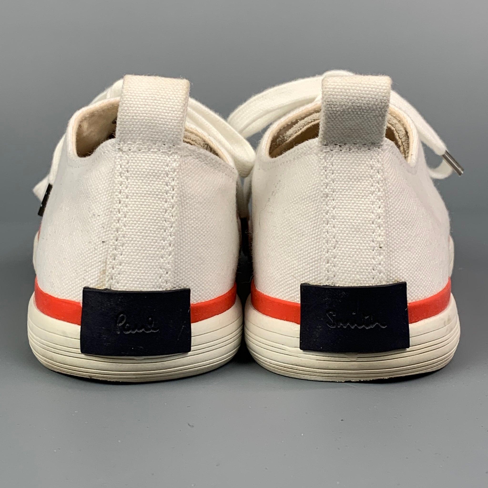 PAUL SMITH Size 7 White Canvas Lace Up Bernard Trainer Sneakers For Sale 1