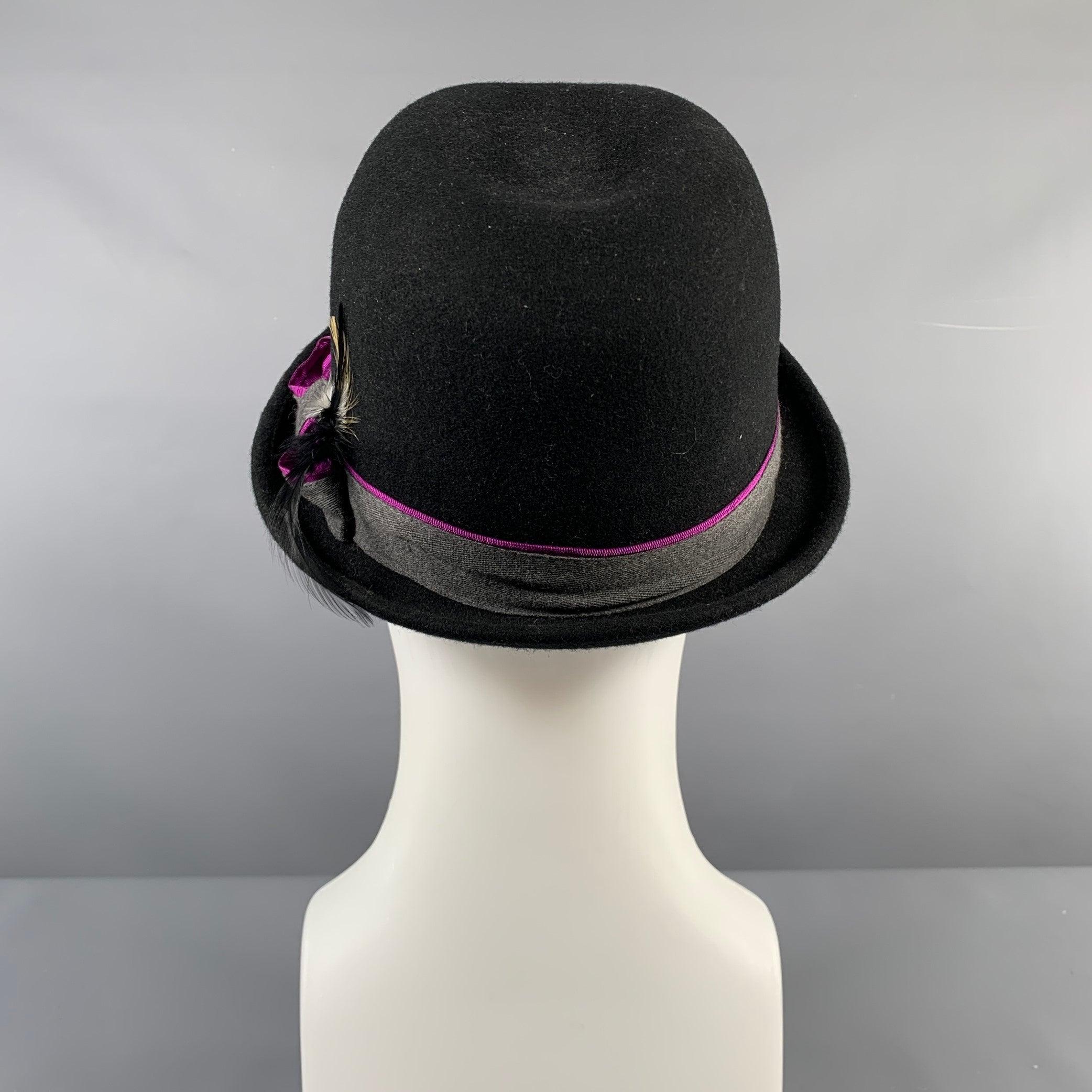 PAUL SMITH Größe 7,5 Schwarz-graue Woll Filzhuts Herren im Angebot
