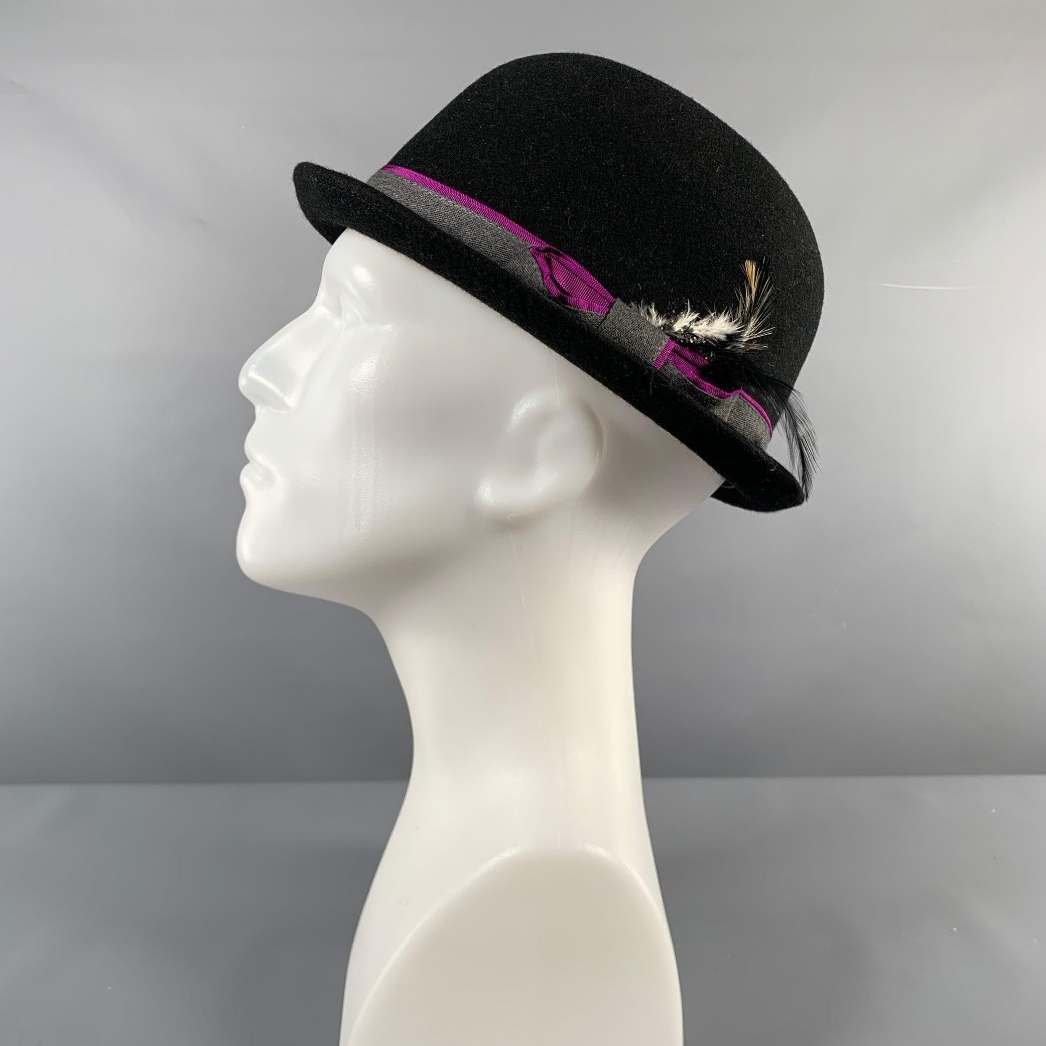 PAUL SMITH Größe 7,5 Schwarz-graue Woll Filzhuts im Angebot 1