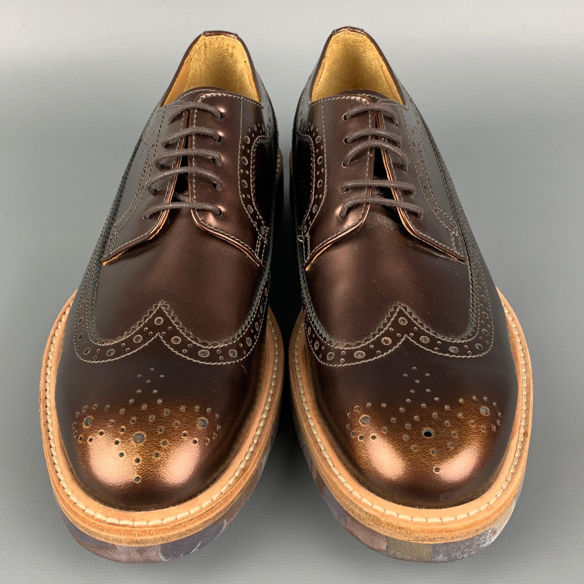 Women's PAUL SMITH Size 7.5 Copper Leather Perforated Wingtip Shoes