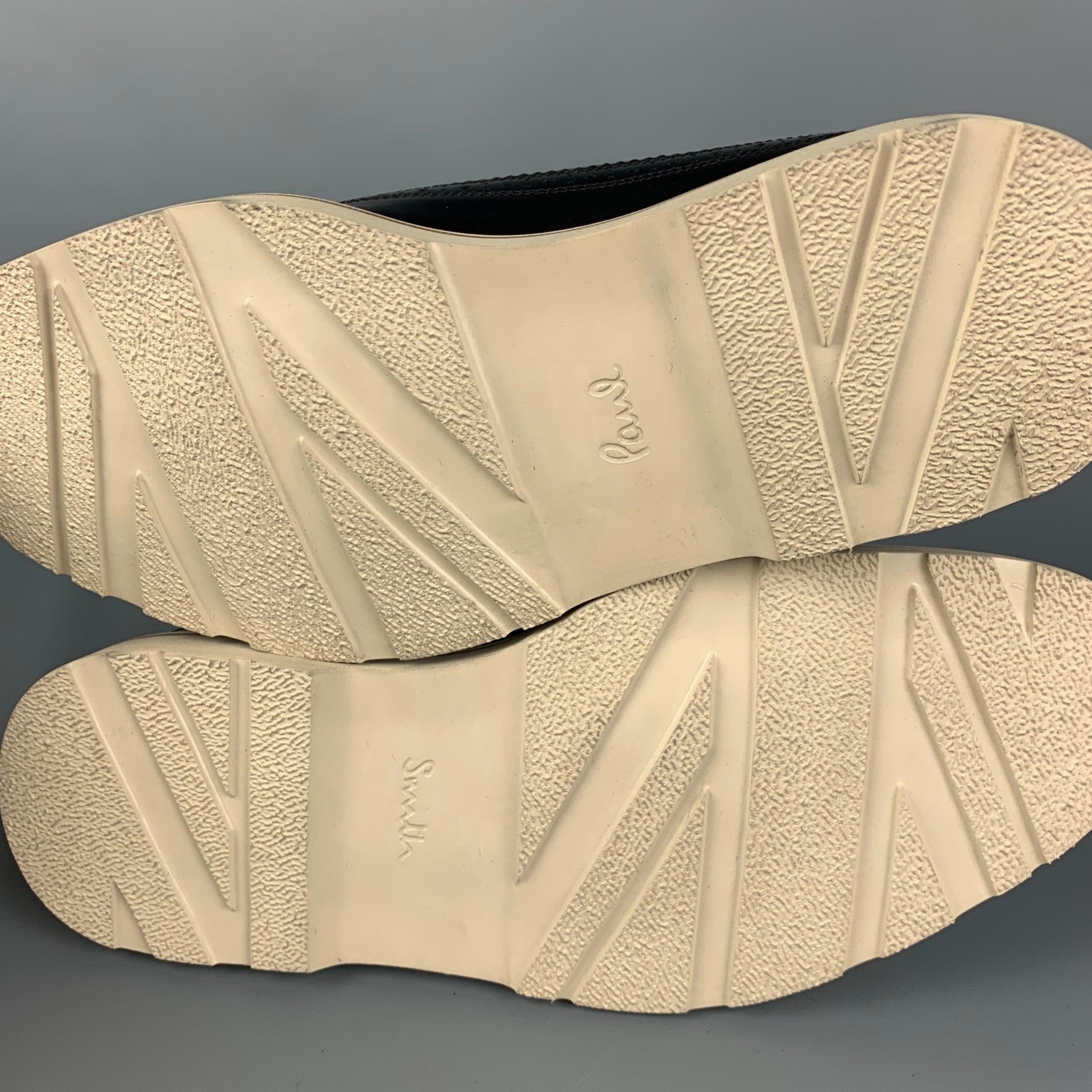 PAUL SMITH - Chaussures à lacets en cuir perforé blanc marine, taille 7,5 en vente 4