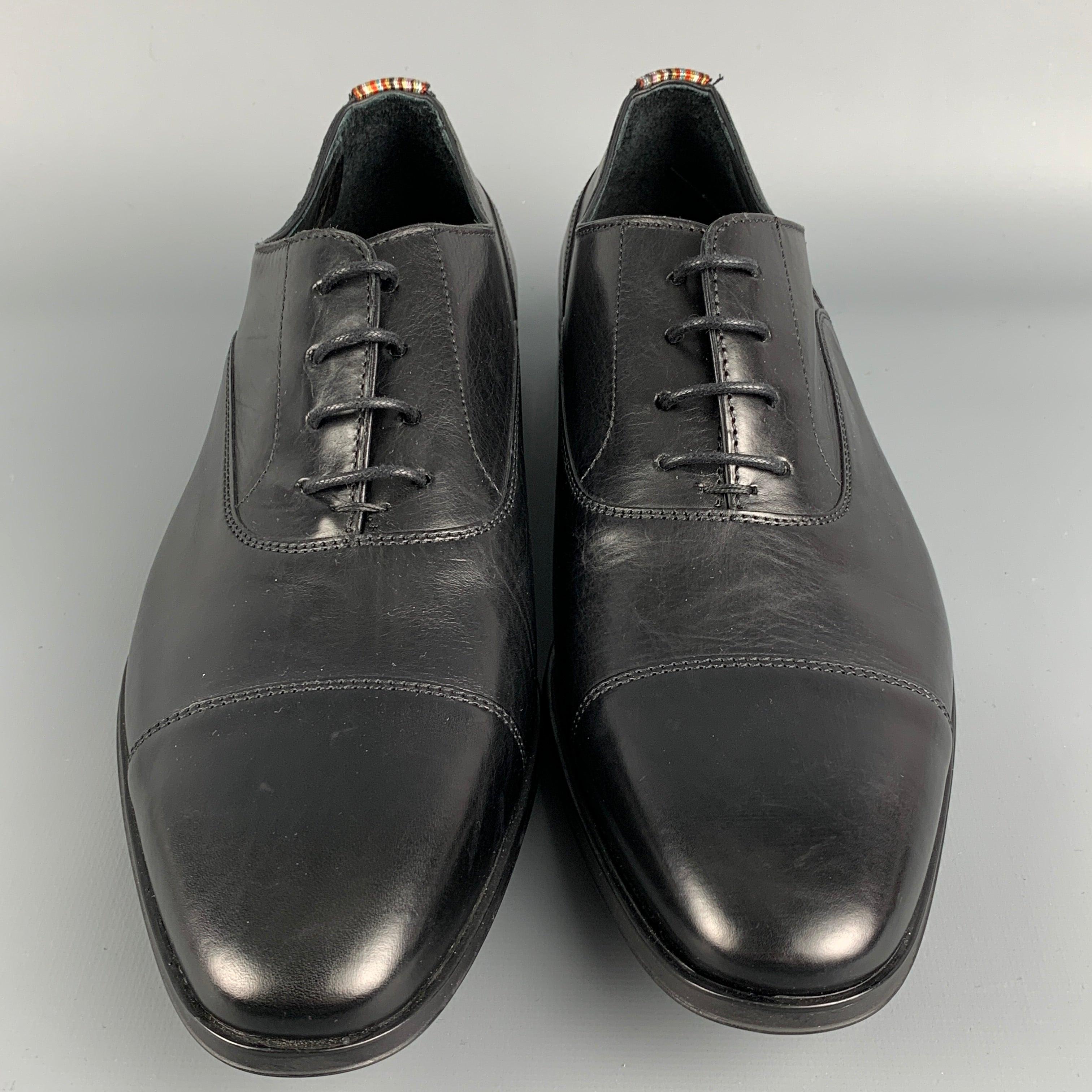 Men's PAUL SMITH Size 8 Black Leather Lace Up Shoes For Sale