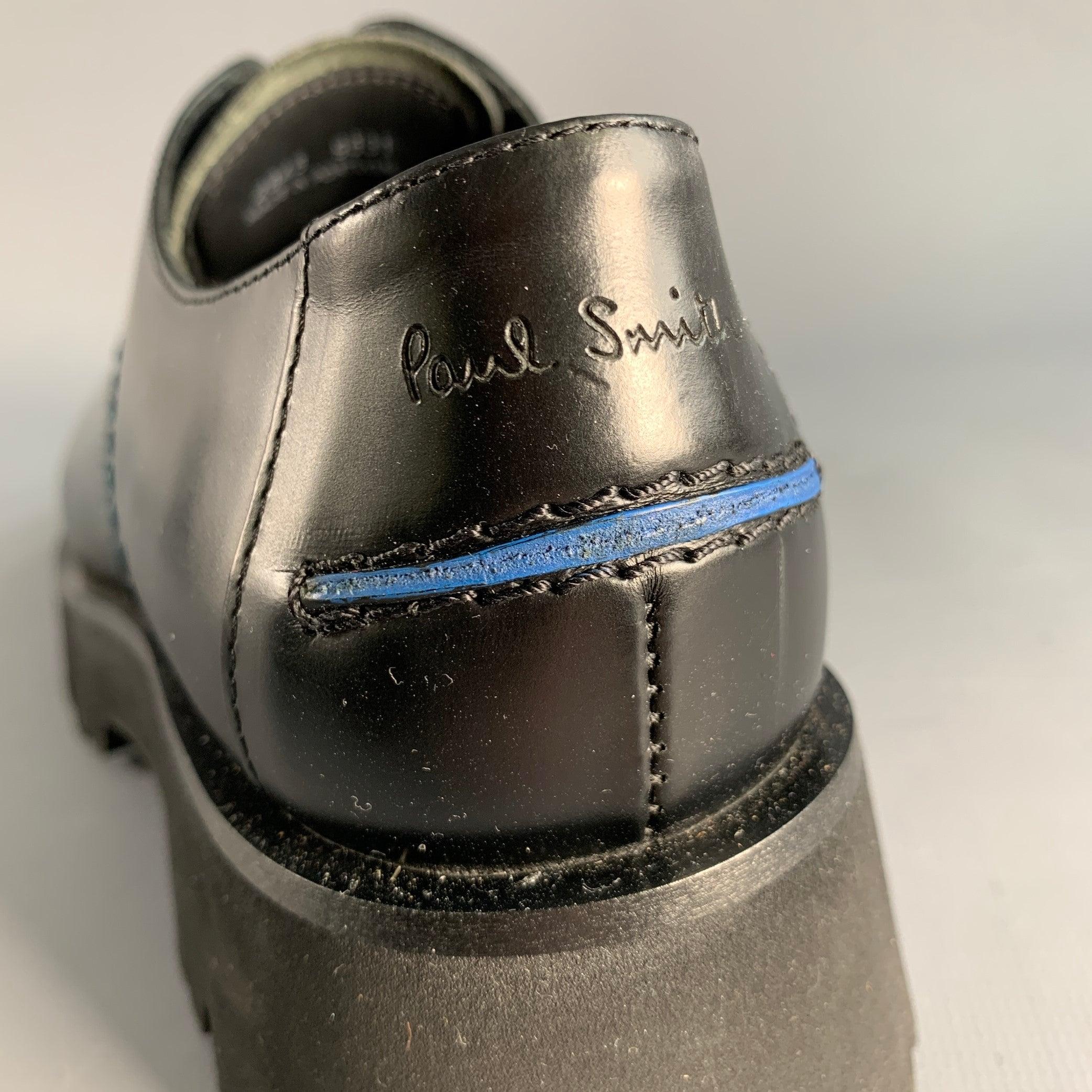 PAUL SMITH Size 8 Black Leather Platform Laces For Sale 4