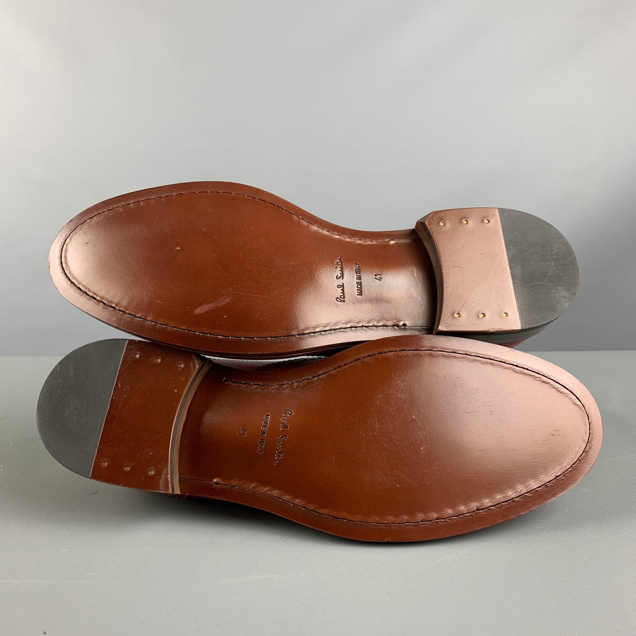 PAUL SMITH Size 8 Brick Perforated Leather Wingtip Lace Up Shoes For Sale 1