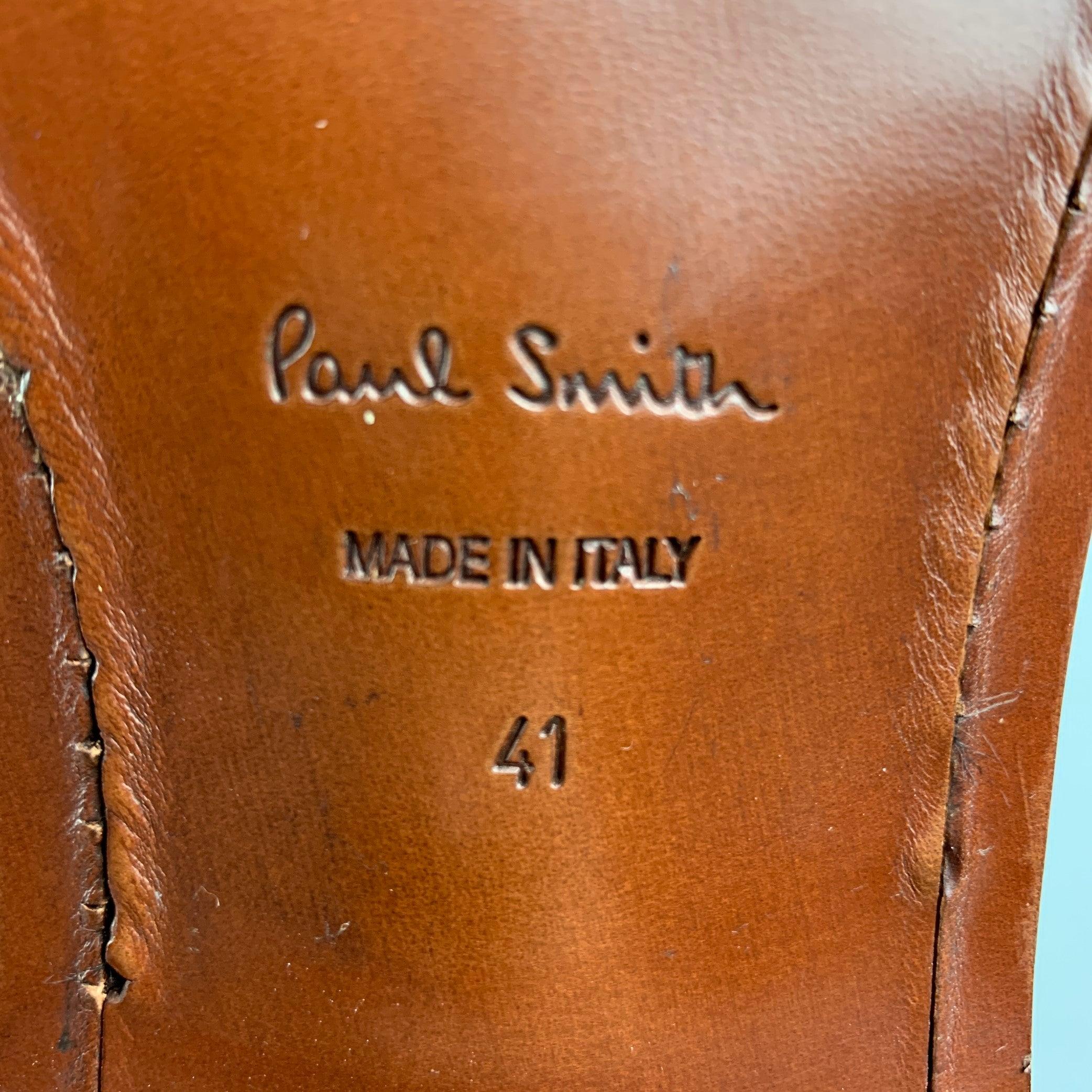 PAUL SMITH Size 8 Brick Perforated Leather Wingtip Lace Up Shoes For Sale 2