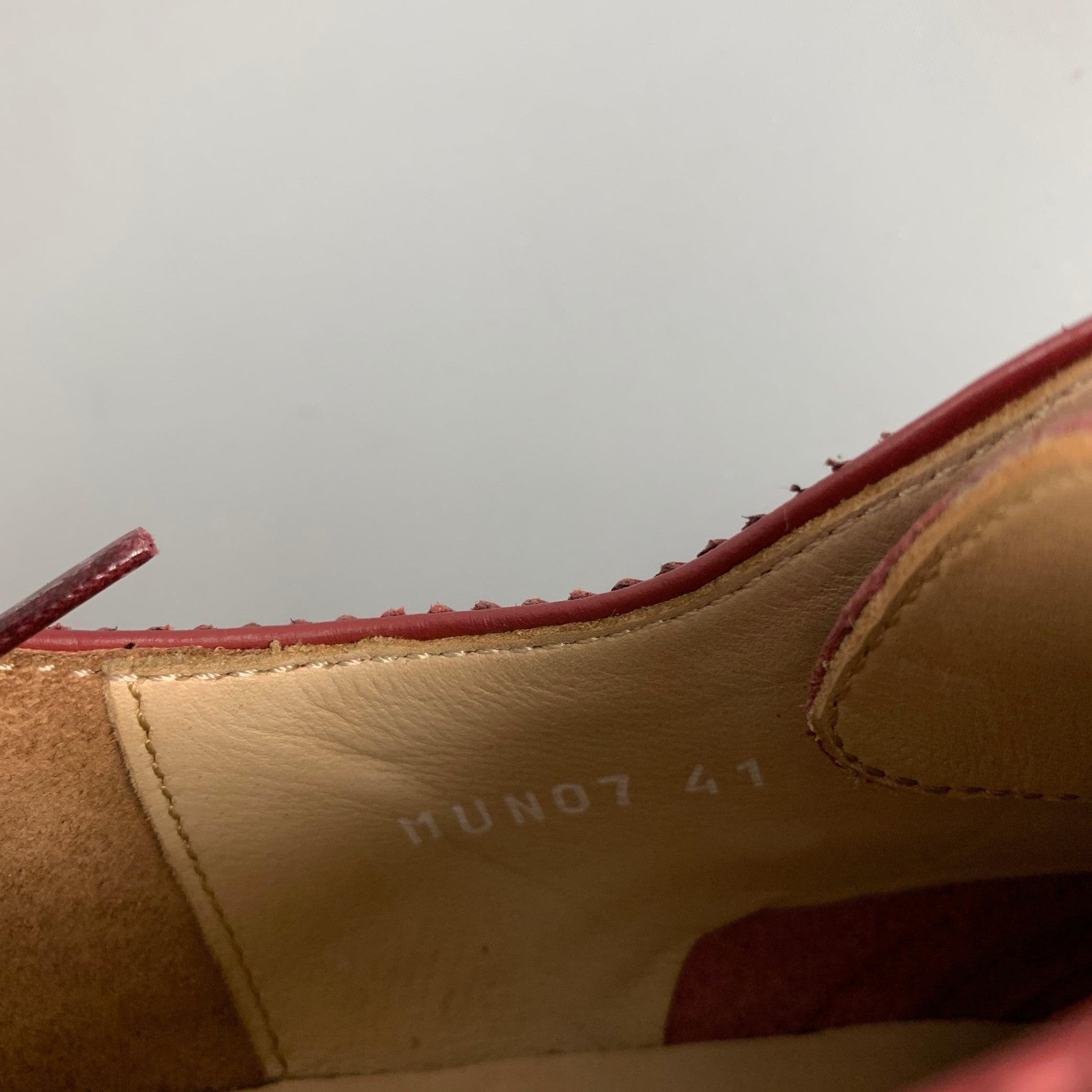 PAUL SMITH Size 8 Brick Perforated Leather Wingtip Lace Up Shoes For Sale 3