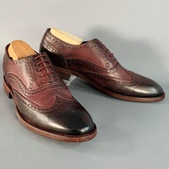 PAUL SMITH Größe 8 Burgund Antik Leder Wingtip Oxford Lace-Up Flexible Travel Schuhe