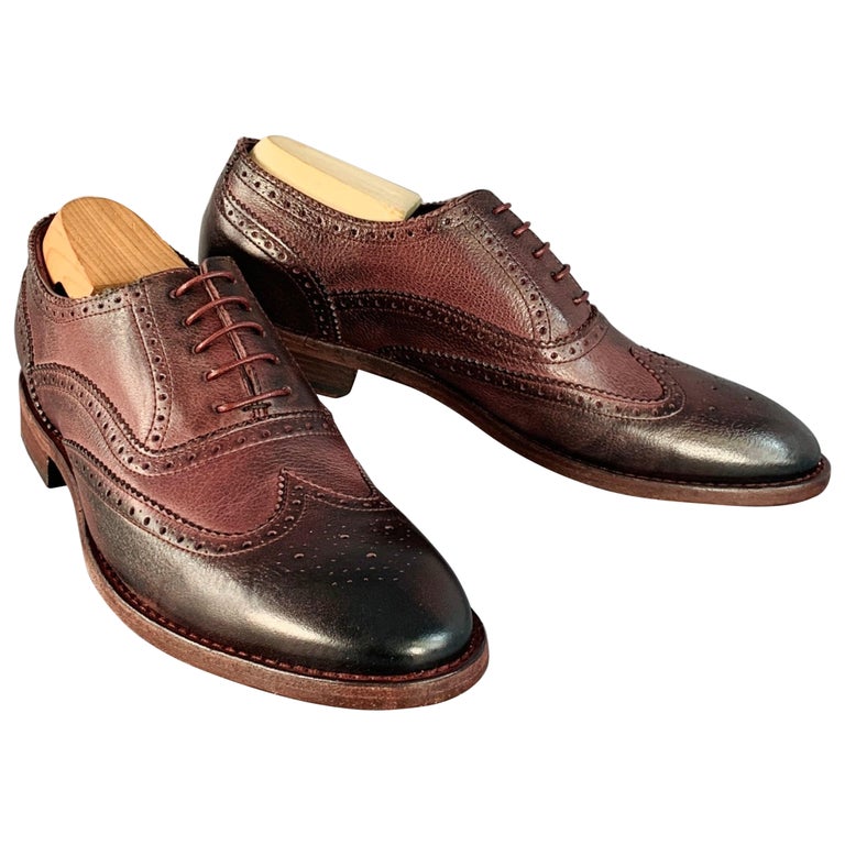 PAUL SMITH Talla Borgoña Antiguo Cuero Wingtip Oxford Zapatos de