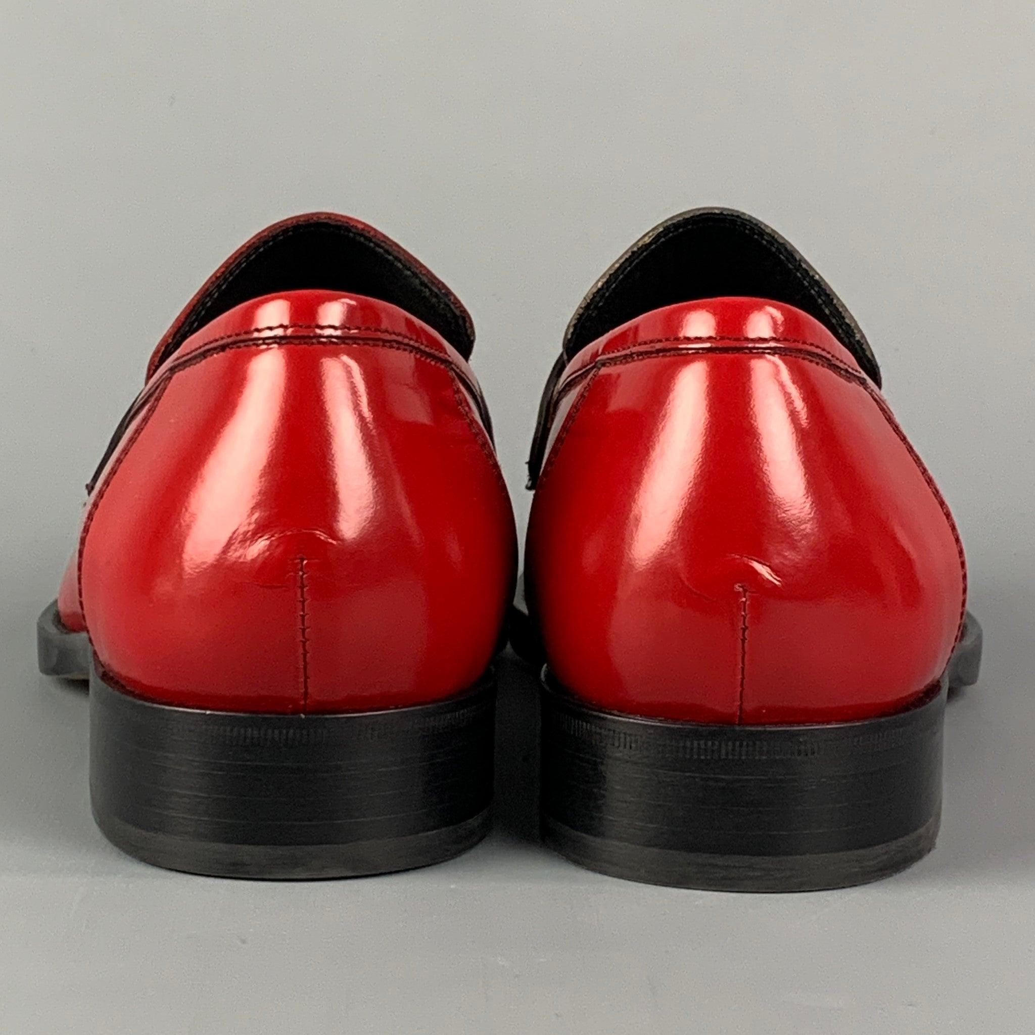 PAUL SMITH Size 8 Red Leather Slip On Loafers For Sale 1