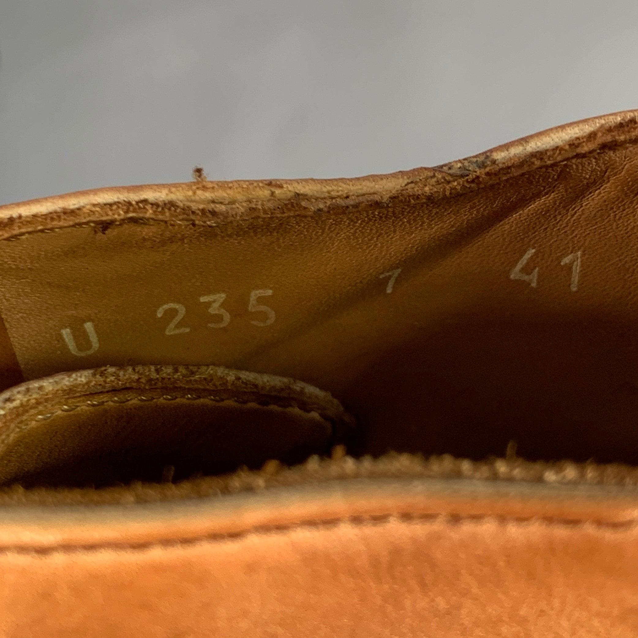PAUL SMITH Taille 8 Tan Brown Antique Leather Wingtip Lace-Up Boots en vente 3