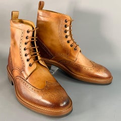 PAUL SMITH Größe 8 Tan Braun Antik Leder Wingtip Lace-Up Stiefel