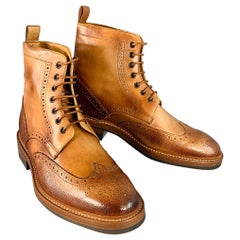 PAUL SMITH Taille 8 Tan Brown Antique Leather Wingtip Lace-Up Boots