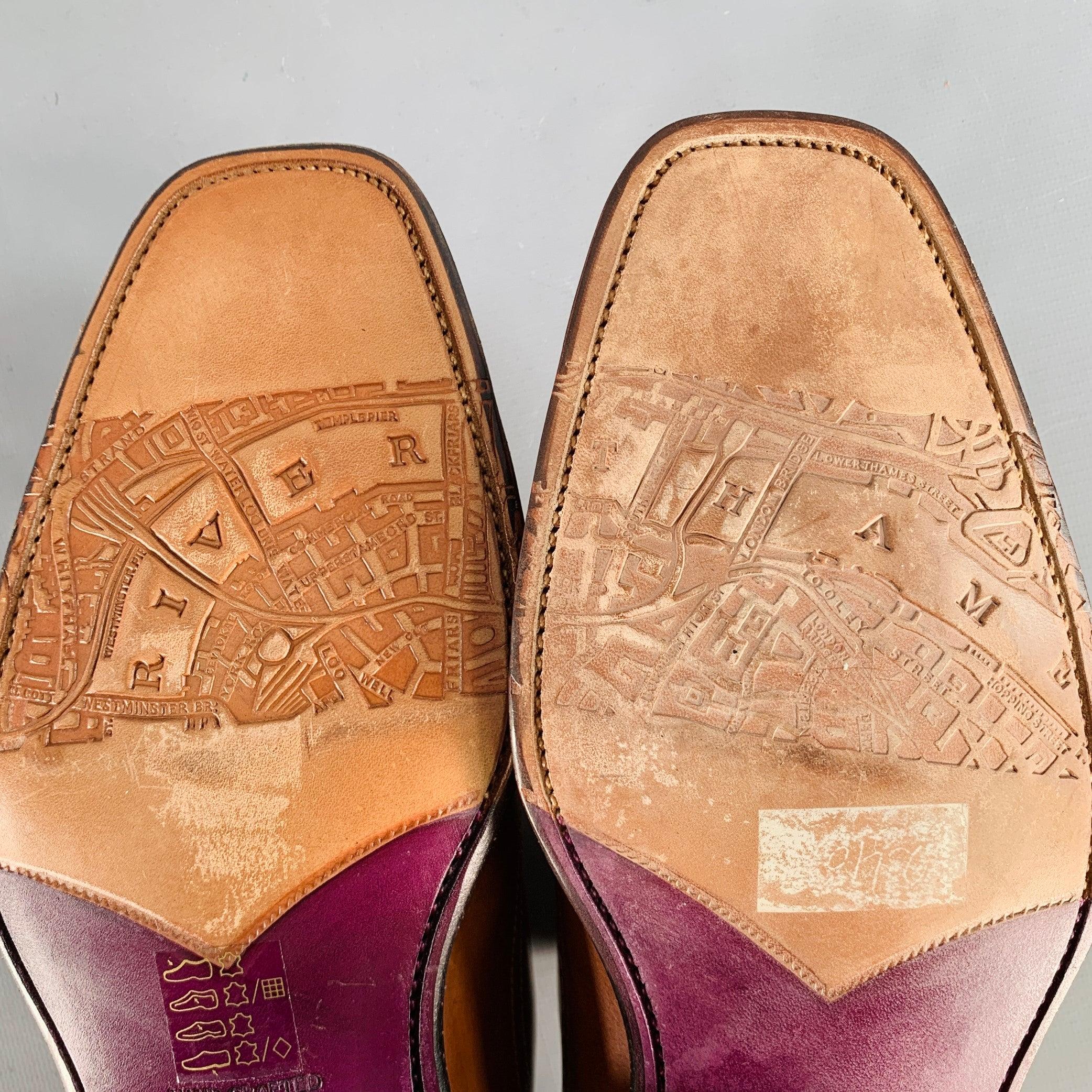 PAUL SMITH Taille 8 Cuir perforé Tan Oxford Cap Toe Lace-Up Shoes en vente 3