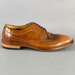 PAUL SMITH Size 8 Tan Perforated Leather Wingtip Lace-Up Shoes