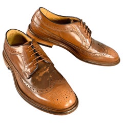 PAUL SMITH Size 8 Tan Perforated Leather Wingtip Lace-Up Shoes