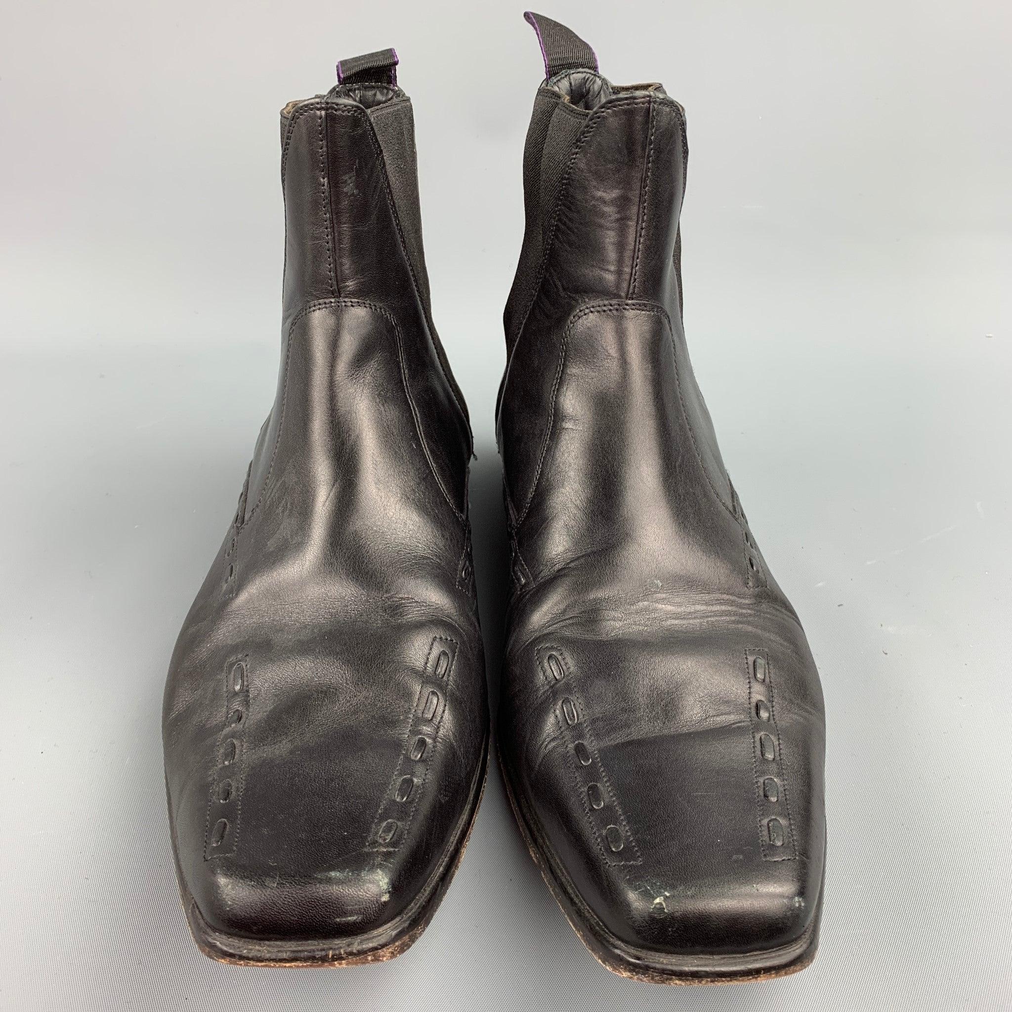 Men's PAUL SMITH Size 9 Black Leather Hand Crafted Chelsea Boots For Sale
