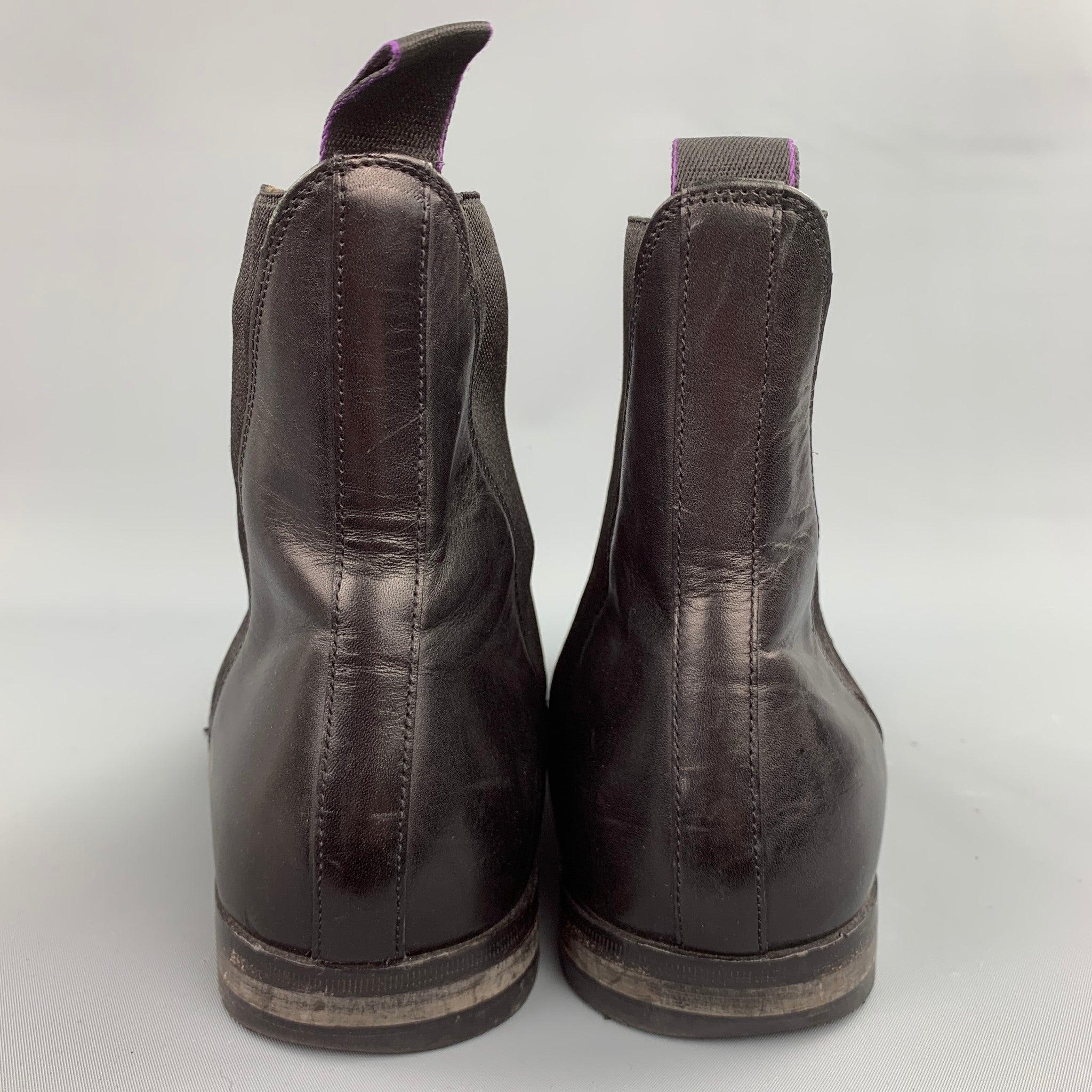 PAUL SMITH Size 9 Black Leather Hand Crafted Chelsea Boots For Sale 1