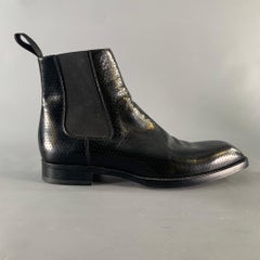 PAUL SMITH Größe 9 Schwarz Perforierte Lederstiefel