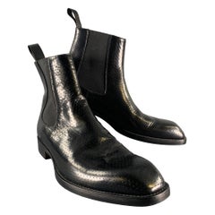 PAUL SMITH Größe 9 Schwarz Perforierte Lederstiefel