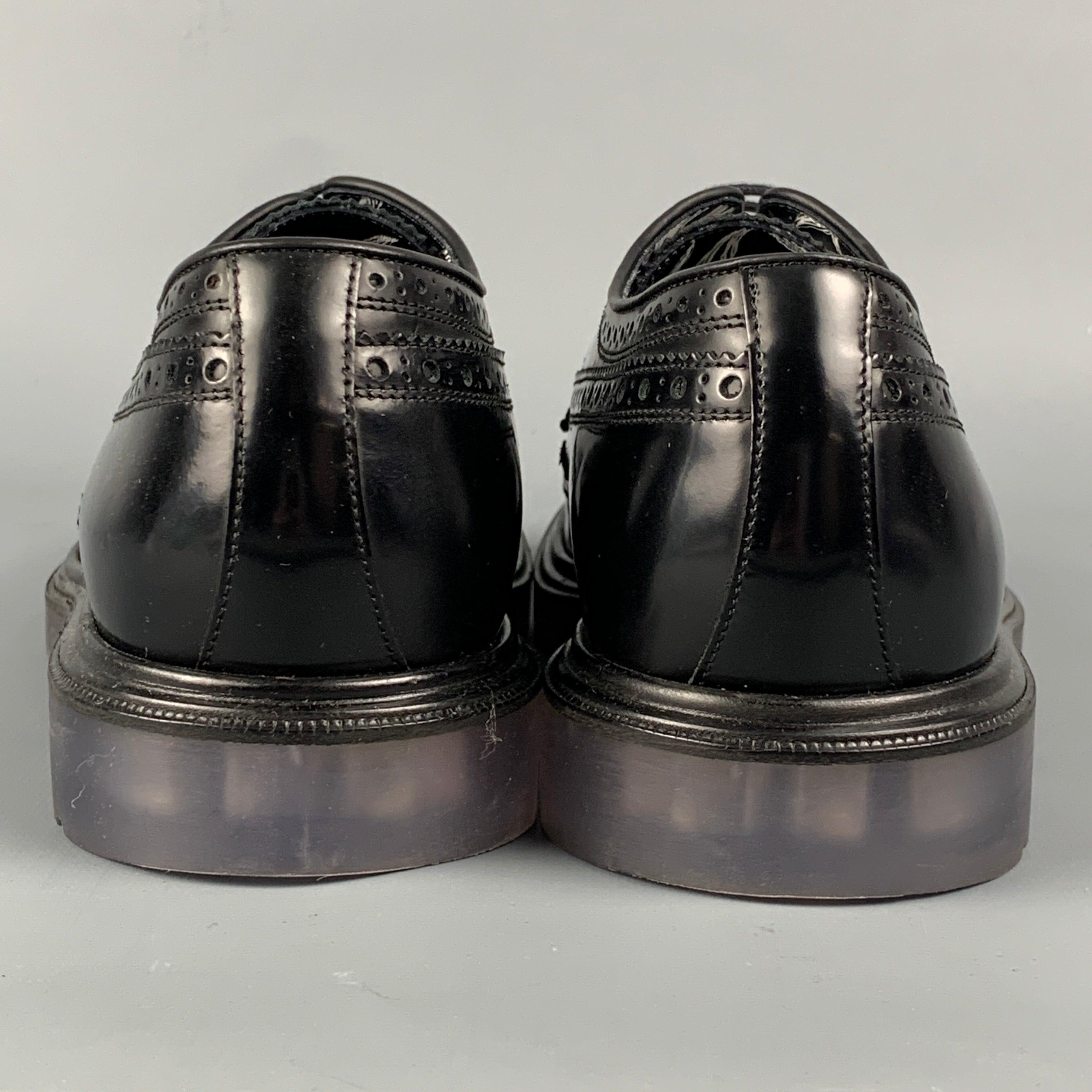 PAUL SMITH Taille 9 Chaussures à lacets Wingtip en cuir perforé noir en vente 1