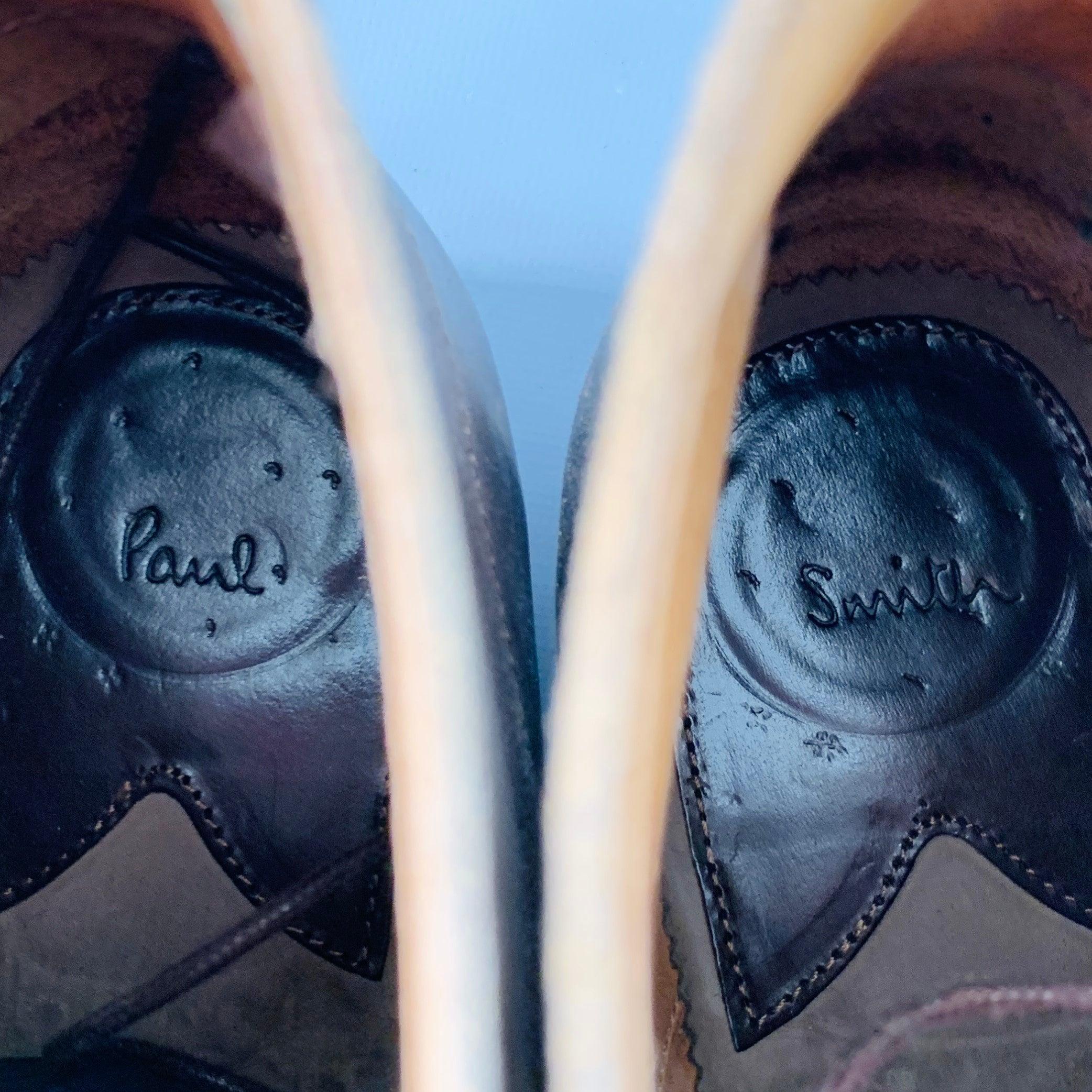 Paul Smith taglia 9 Stivali in pelle marrone anticata con punta allacciata in vendita 2