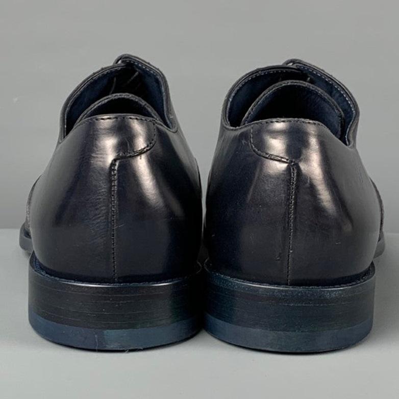 PAUL SMITH Taille 9 Chaussures à lacets en cuir perforé avec boutonnière, bleu marine 1