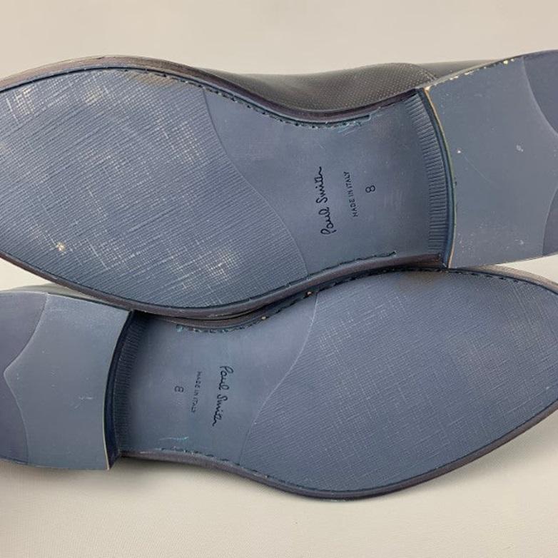 PAUL SMITH Taille 9 Chaussures à lacets en cuir perforé avec boutonnière, bleu marine 4