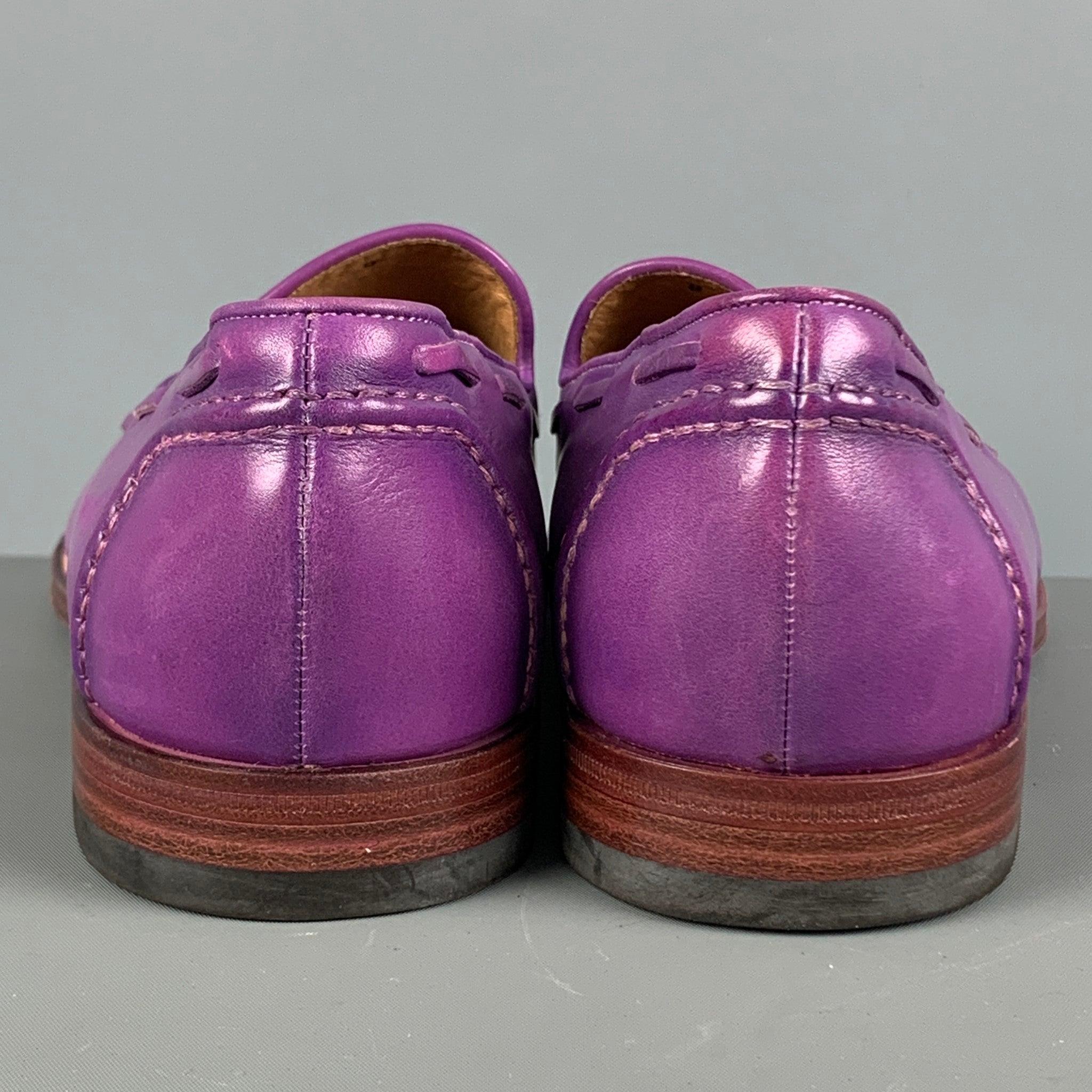 PAUL SMITH Size 9 Purple Antique Leather Tassels Loafers In Excellent Condition For Sale In San Francisco, CA