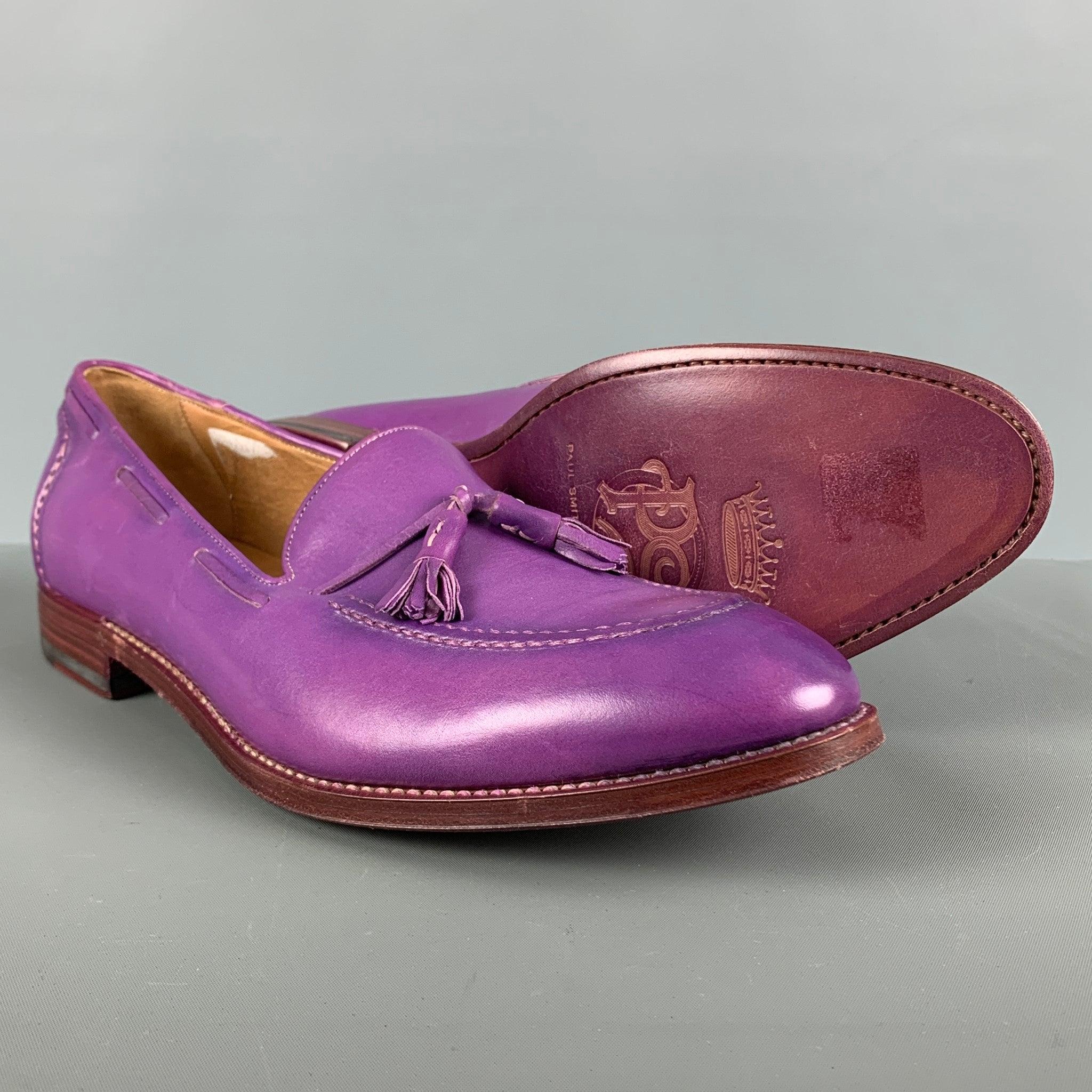 PAUL SMITH Size 9 Purple Antique Leather Tassels Loafers For Sale 1