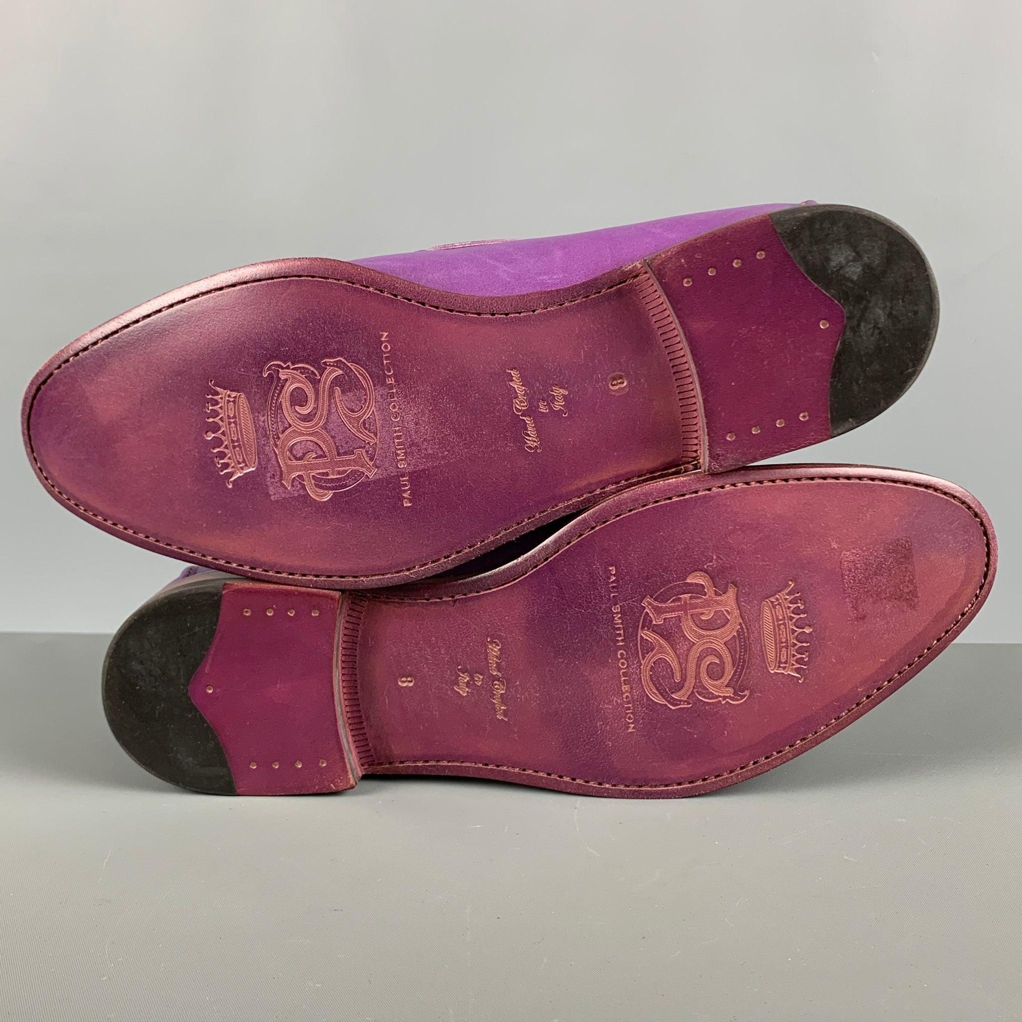 PAUL SMITH Size 9 Purple Antique Leather Tassels Loafers For Sale 2