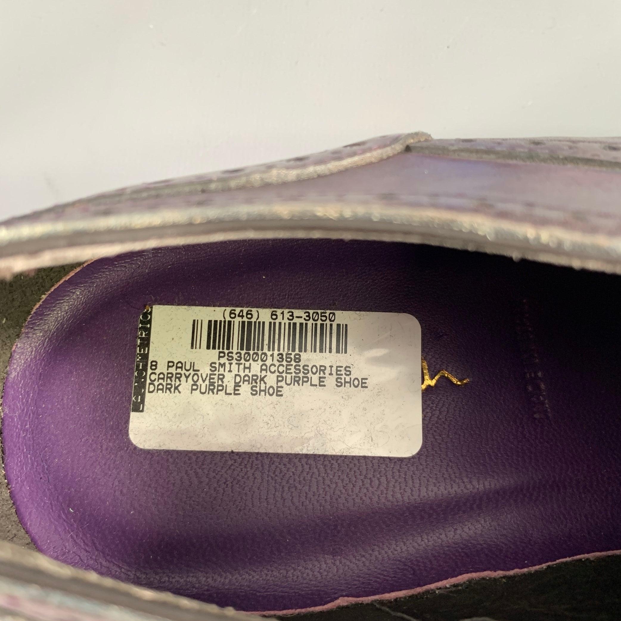 PAUL SMITH Size 9 Purple Perforated Leather Wingtip Lace-Up Shoes For Sale 2