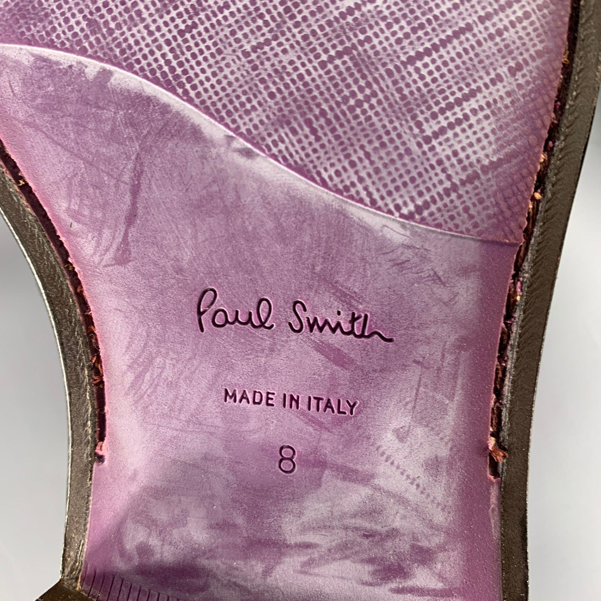 PAUL SMITH Size 9 Purple Perforated Leather Wingtip Lace-Up Shoes For Sale 3