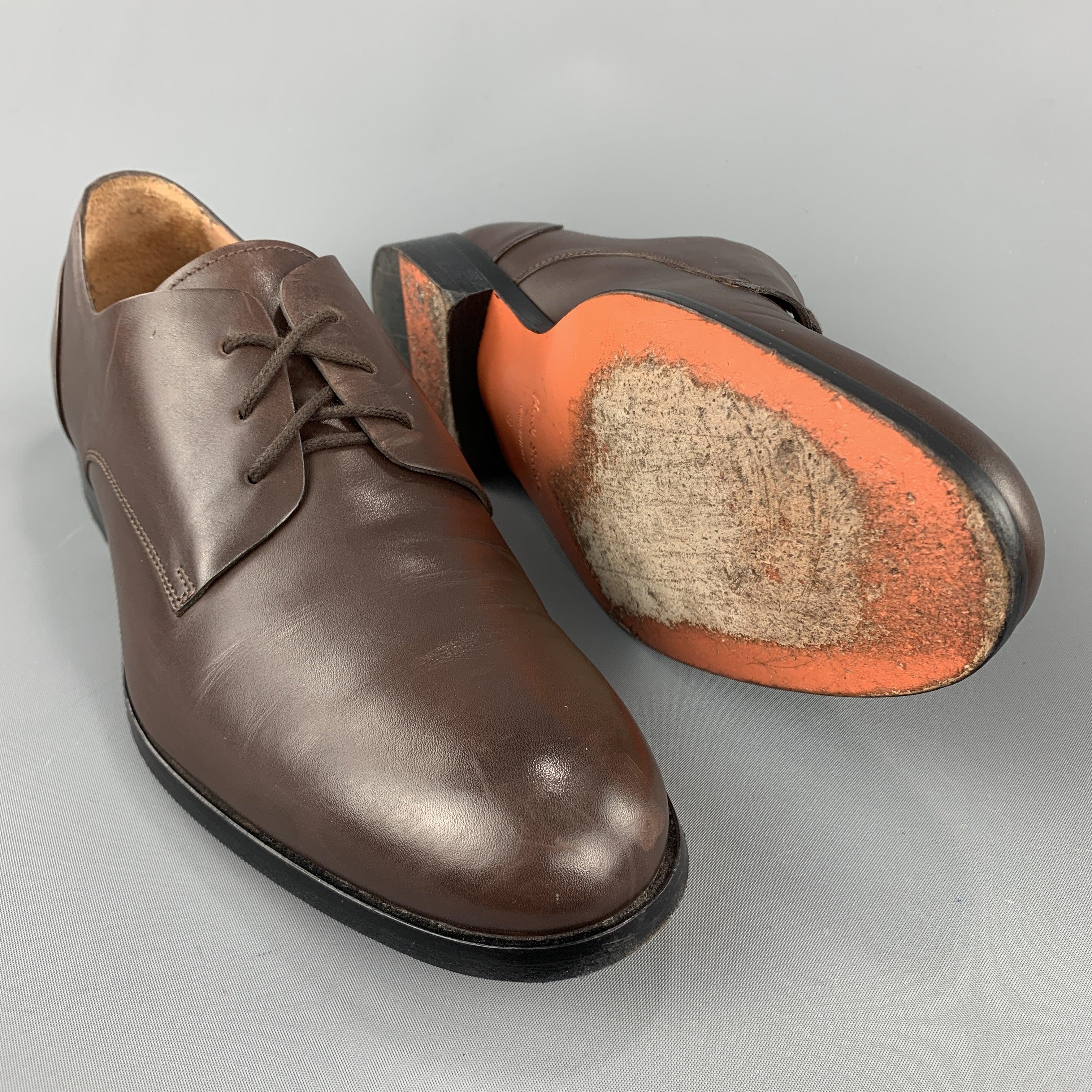 PAUL SMITH Size 9 Solid Brown Leather Lace Up Shoes In Good Condition For Sale In San Francisco, CA