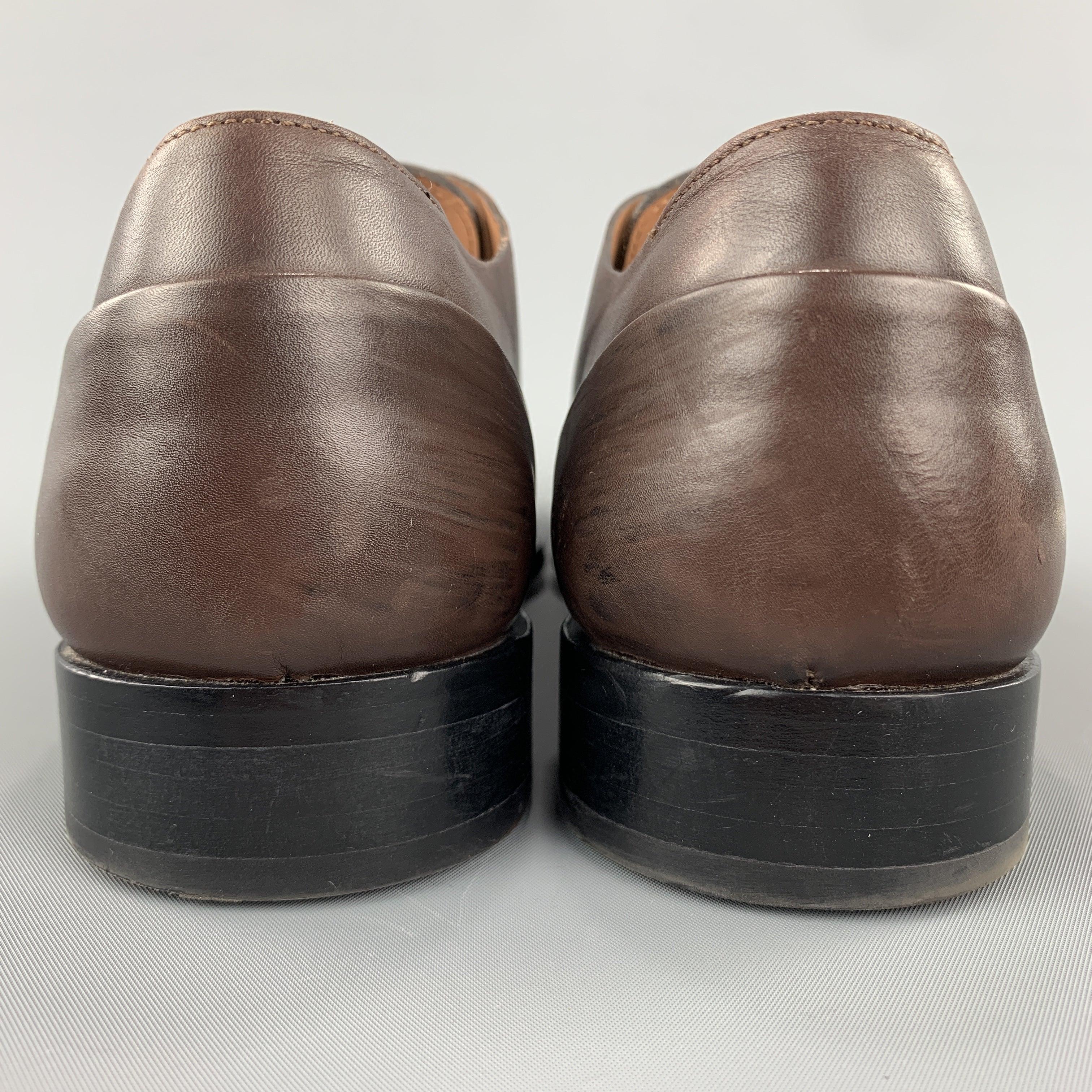 PAUL SMITH Size 9 Solid Brown Leather Lace Up Shoes For Sale 2