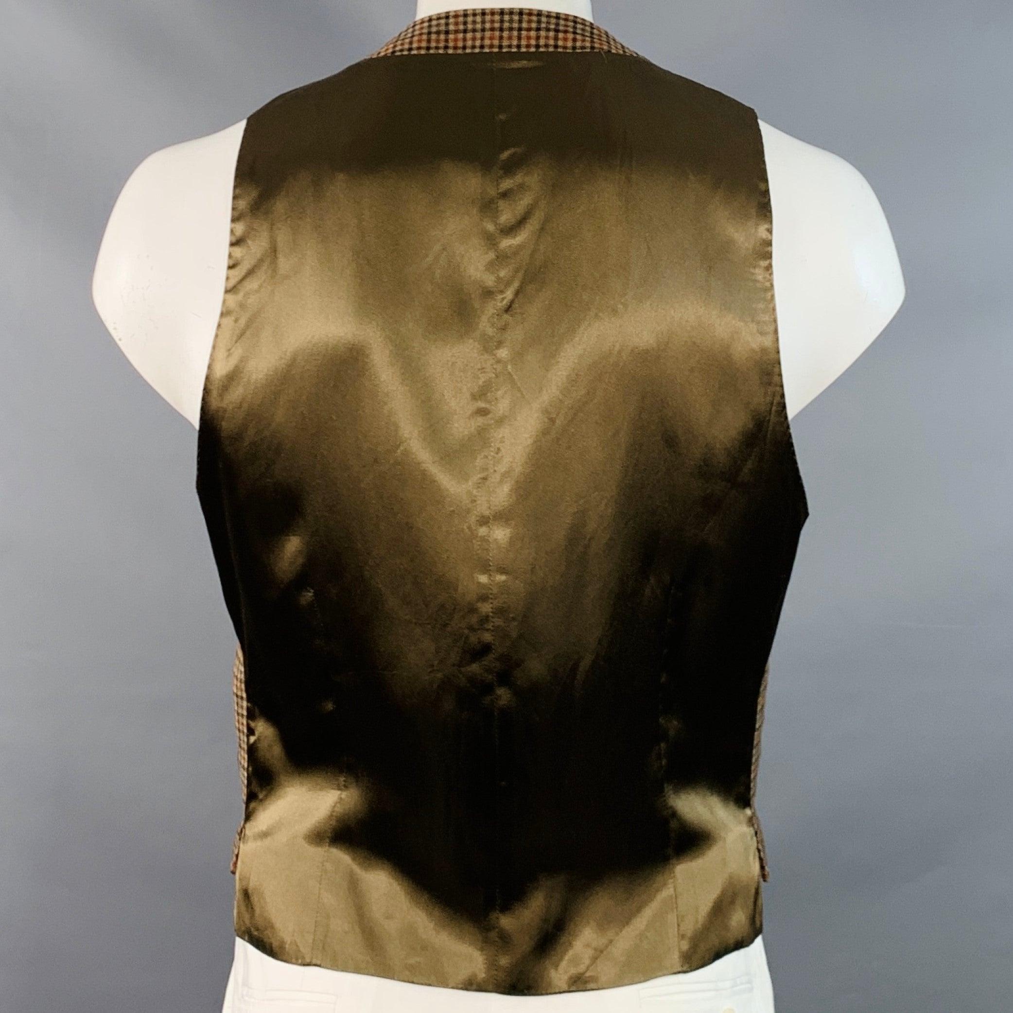 I.L.A. di Paul Smith Taglia L Beige Taupe Green Gilet a scacchi in lana monopetto In condizioni ottime in vendita a San Francisco, CA