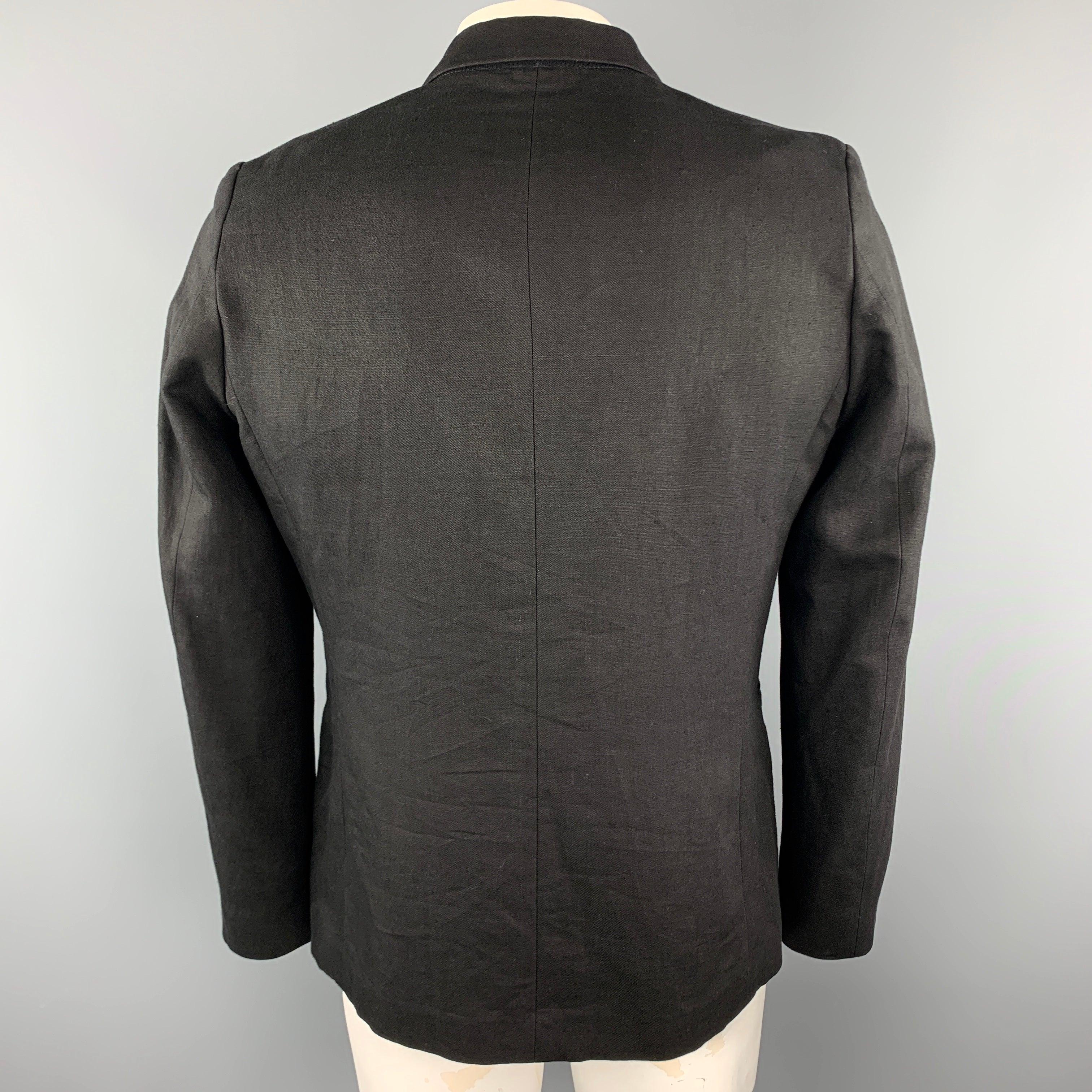 Men's PAUL SMITH Size L Black Linen / Wool Notch Lapel Sport Coat For Sale