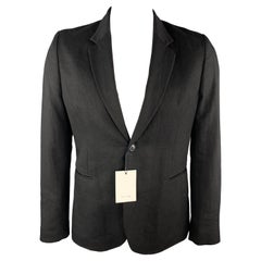 PAUL SMITH Size L Black Linen / Wool Notch Lapel Sport Coat