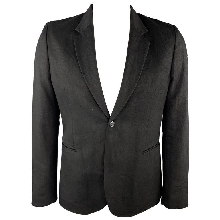 PAUL SMITH Size L Black Linen / Wool Notch Lapel Sport Coat For Sale at ...