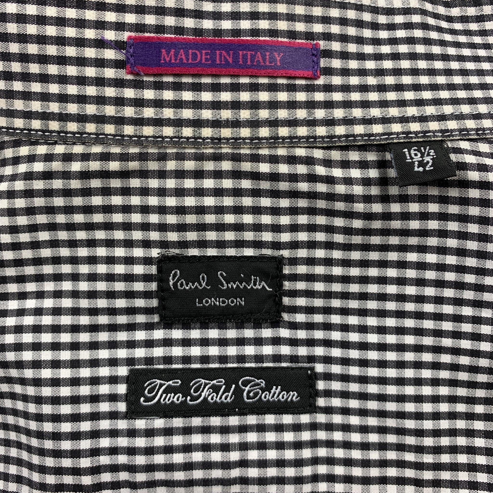 PAUL SMITH Size L Black & White Checkered Cotton French Cuff Long Sleeve Shirt 1