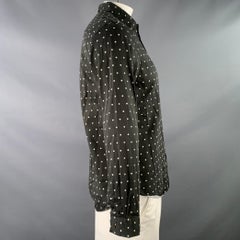 PAUL SMITH Size L Black White Polka Dot Point Collar Cotton Long Sleeve Shirt