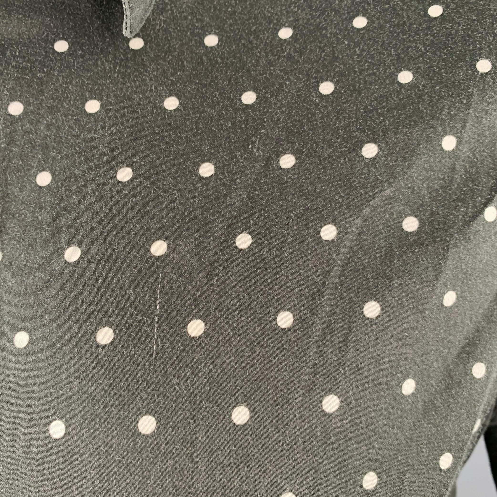 PAUL SMITH Size L Black White Polka Dot Point Collar Cotton Long Sleeve Shirt For Sale 1