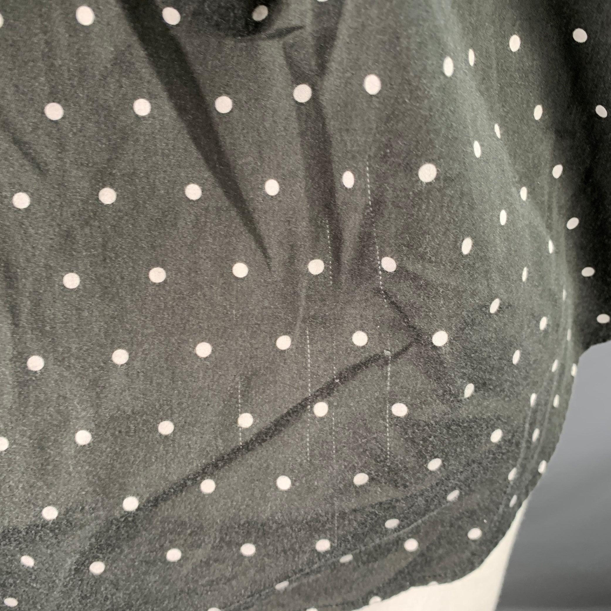 PAUL SMITH Size L Black White Polka Dot Point Collar Cotton Long Sleeve Shirt For Sale 3