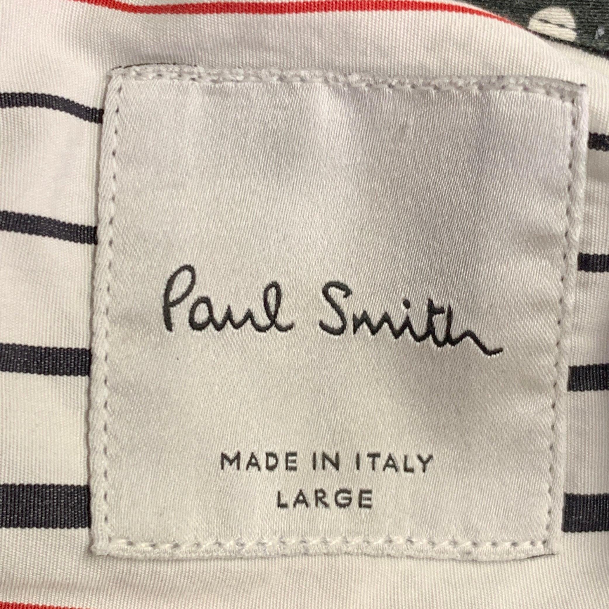 PAUL SMITH Size L Black White Polka Dot Point Collar Cotton Long Sleeve Shirt For Sale 4