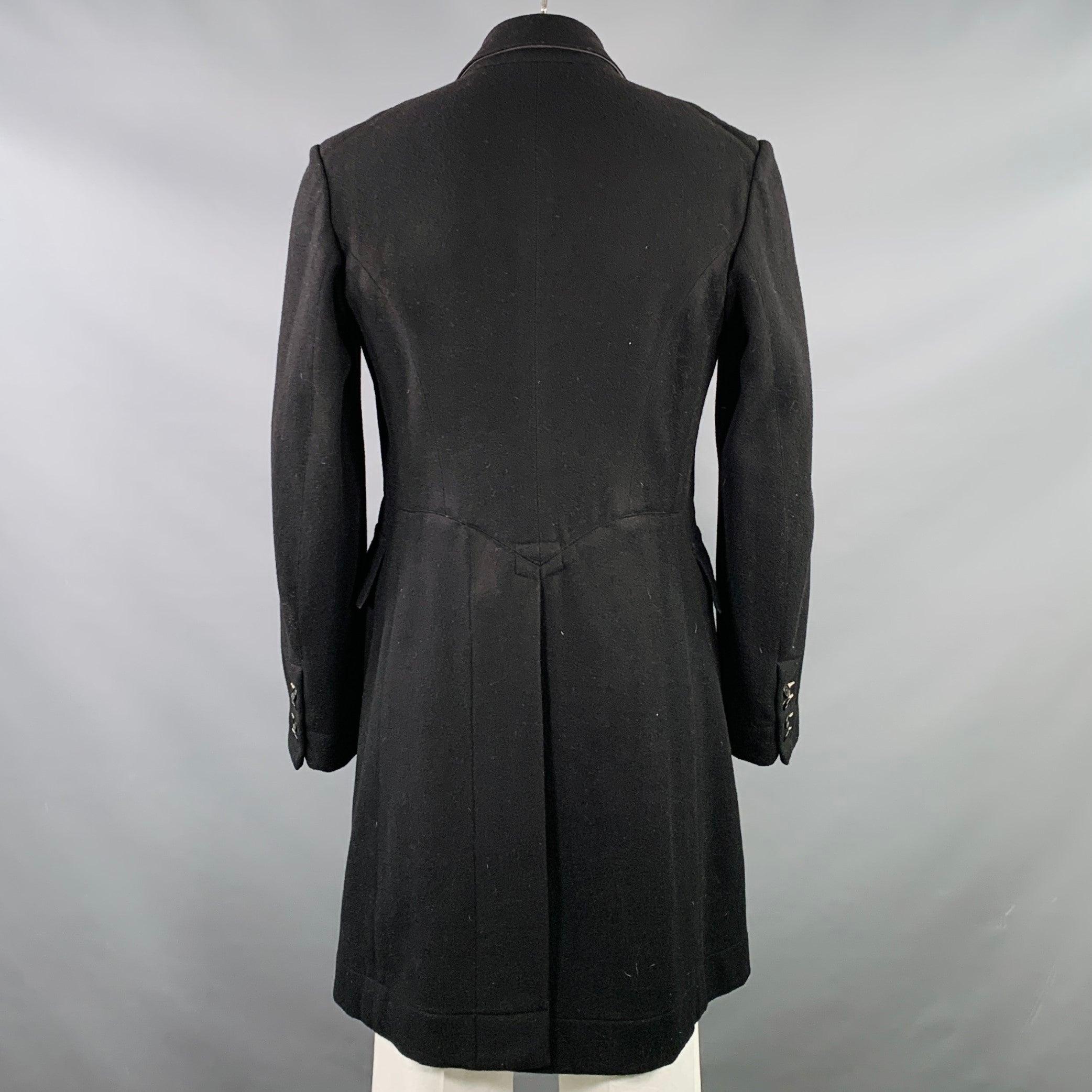 PAUL SMITH Size L Black Wool Blend Peak Lapel Double Breasted Coat In Good Condition For Sale In San Francisco, CA