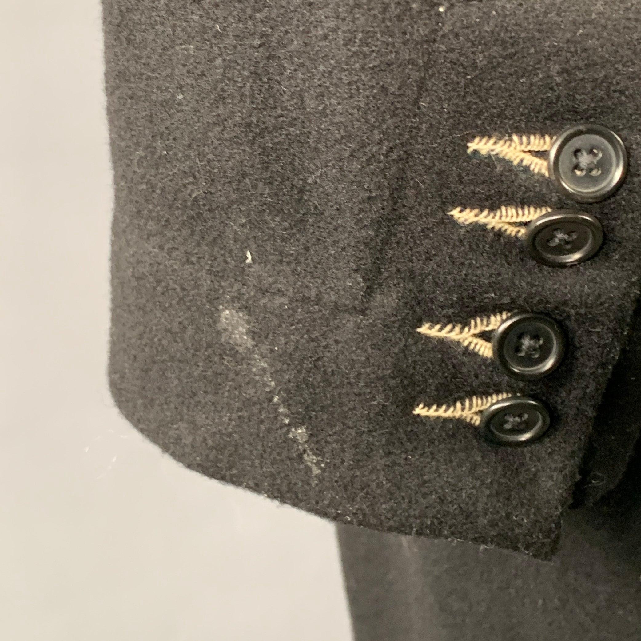 PAUL SMITH Size L Black Wool Blend Peak Lapel Double Breasted Coat For Sale 1